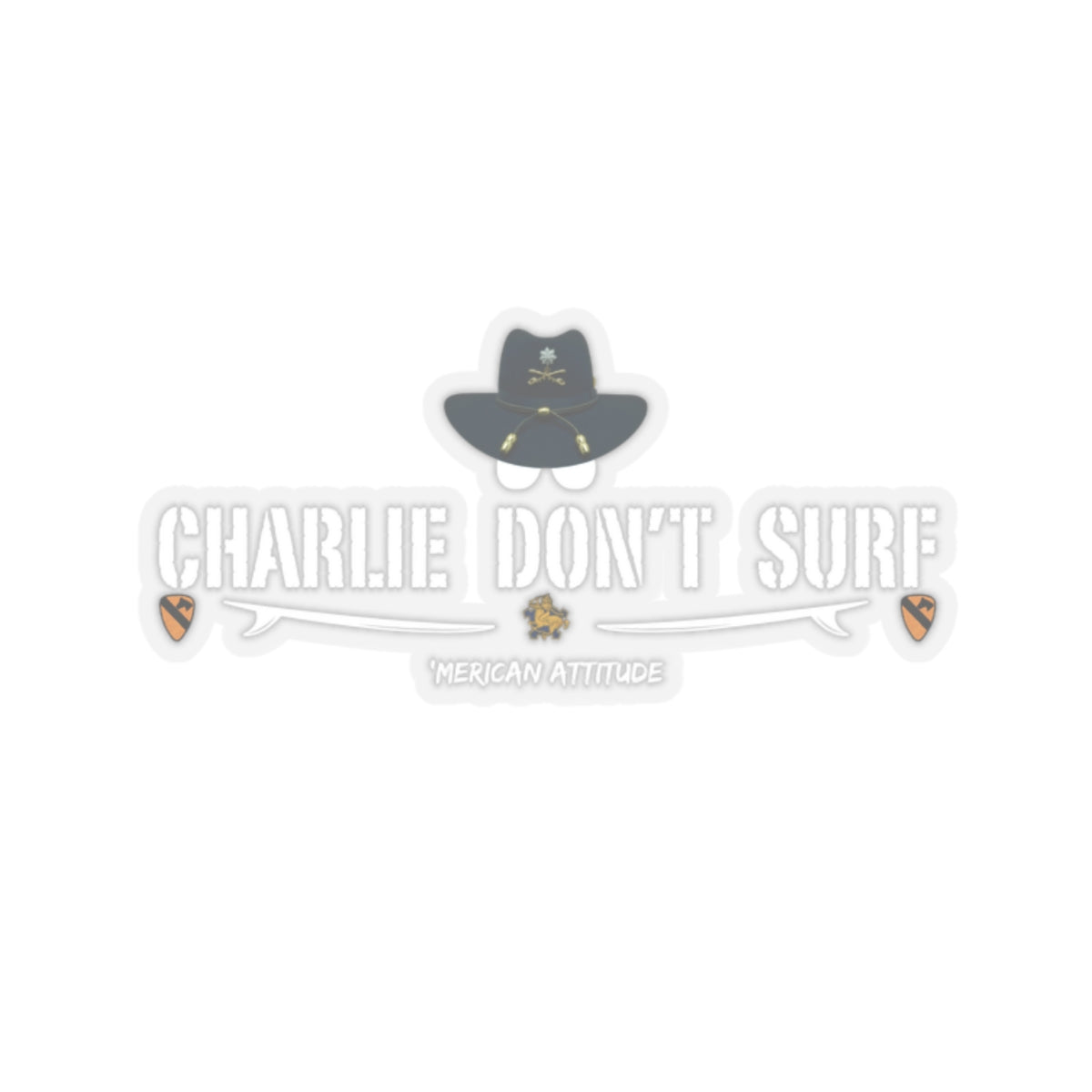 Charlie Don't Surf Sticker (White)