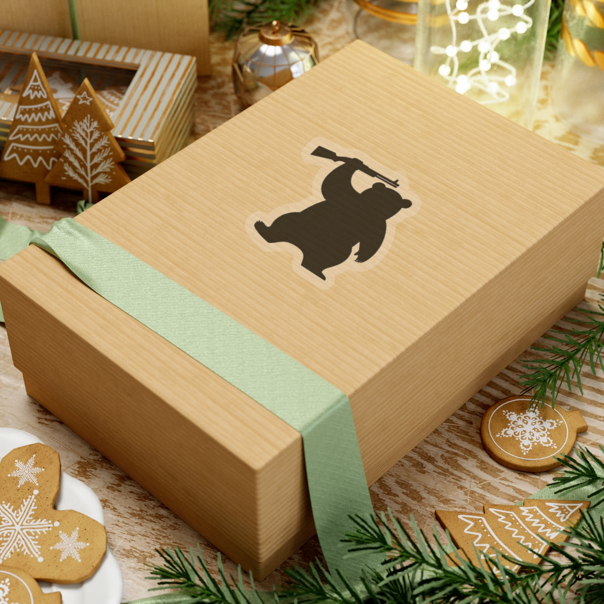 MA Armed Bear Logo Sticker (Black)