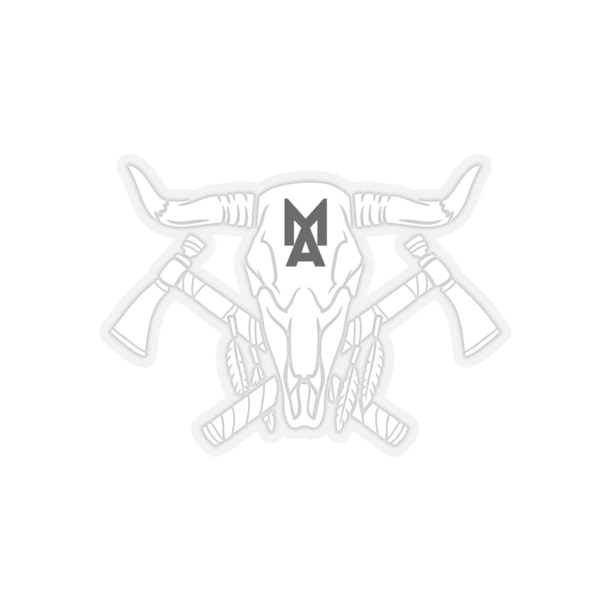 MA Skull & Hatchets Logo Sticker (White)