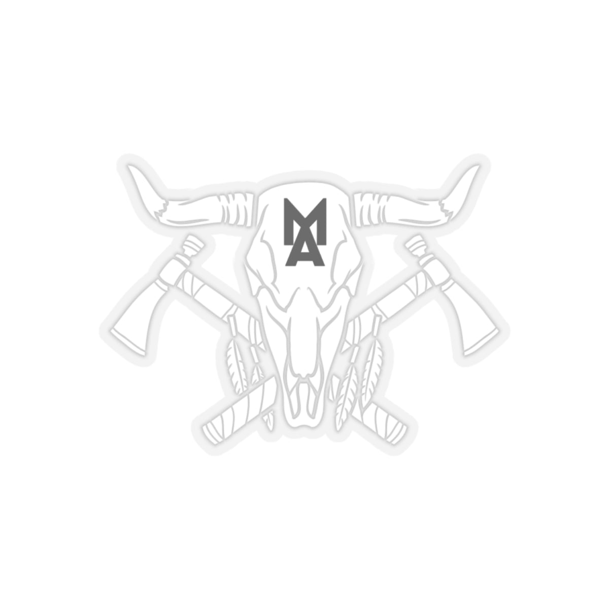 MA Skull & Hatchets Logo Sticker (White)