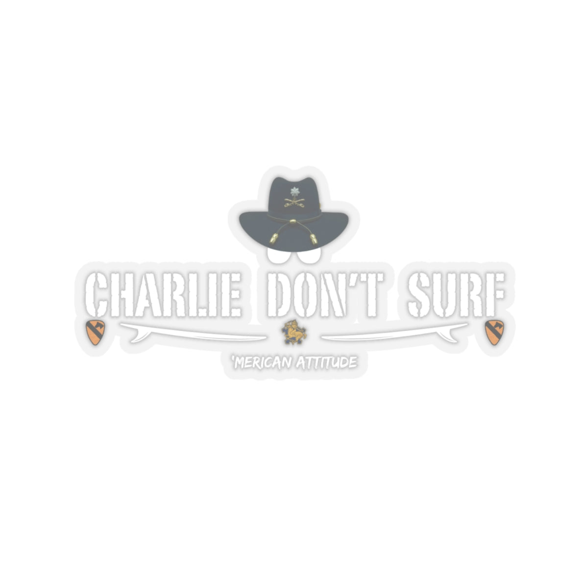 Charlie Don't Surf Sticker (White)