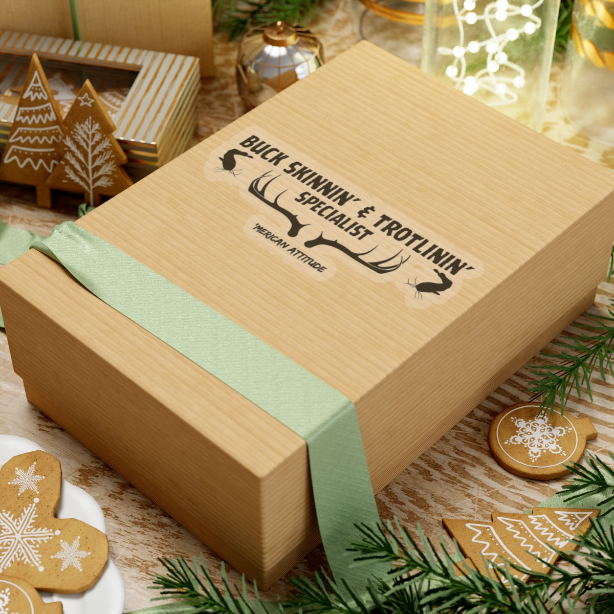 Buck Skinnin' & Trotlinin' Sticker (Black)