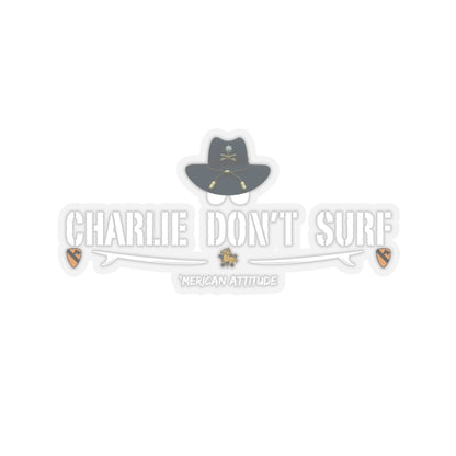 Charlie Don't Surf Sticker (White)