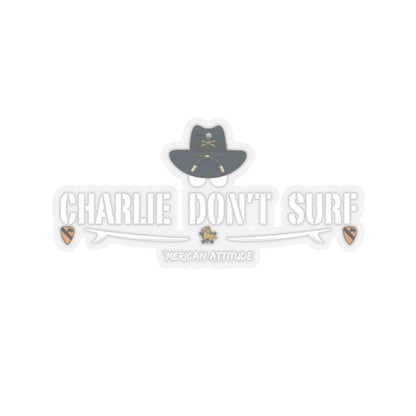 Charlie Don't Surf Sticker (White)