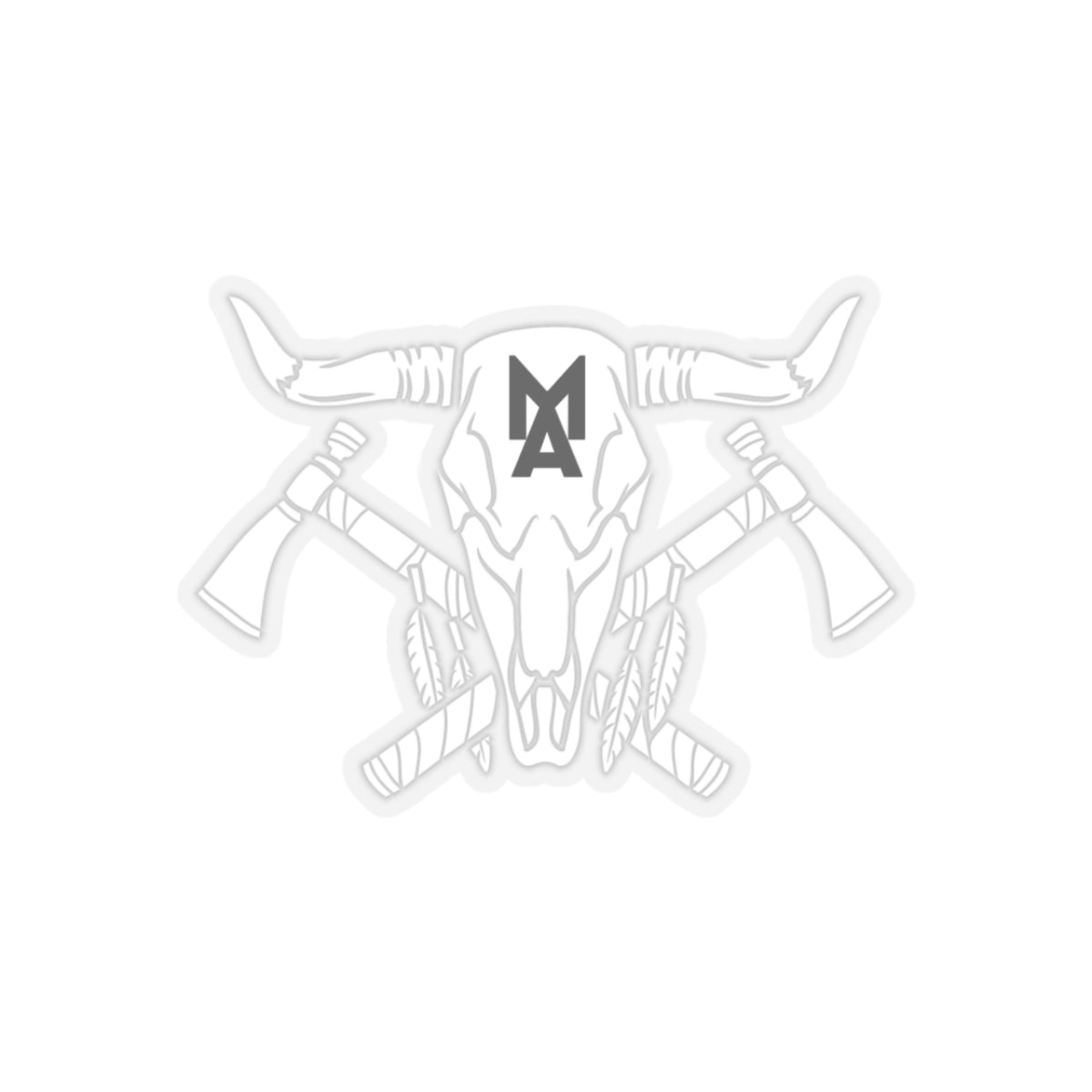 MA Skull & Hatchets Logo Sticker (White)