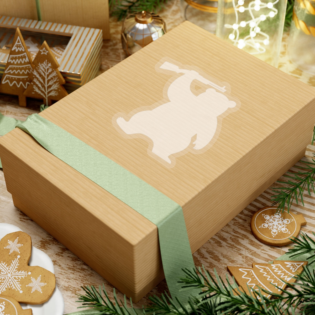 MA Armed Bear Logo Sticker (White)