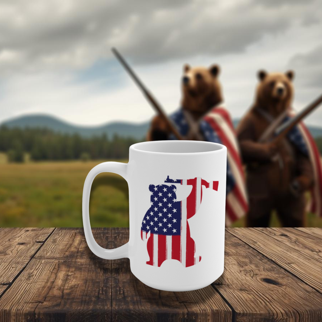 MA Armed Bear RW&B  15oz Mug (White)