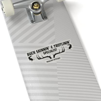 Buck Skinnin' & Trotlinin' Sticker (Black)